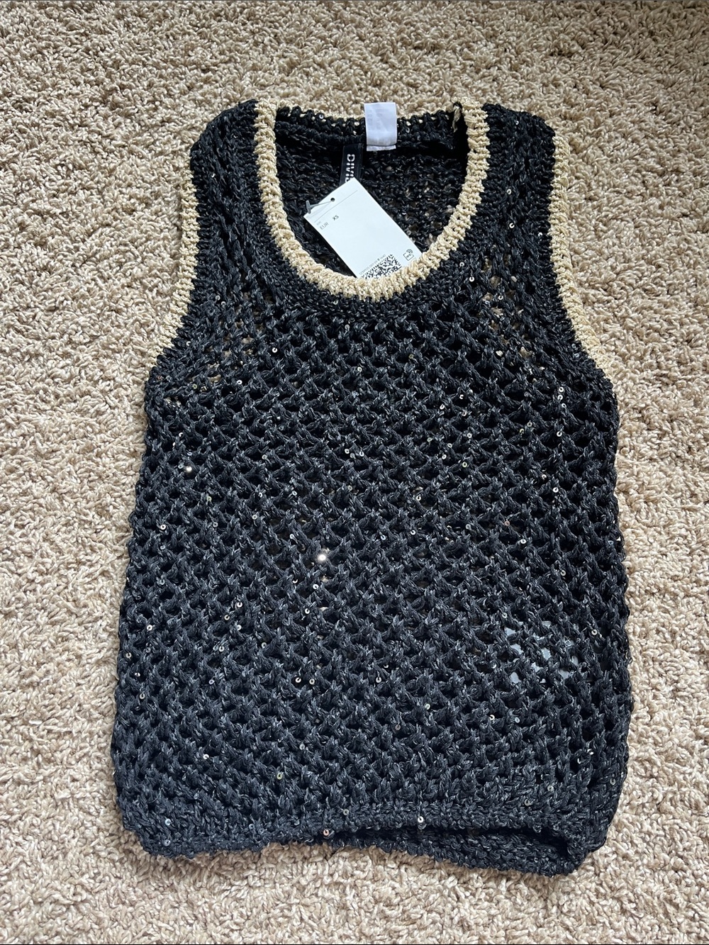 NWT H&M Black Sequin Knit Sleeveless Sweater
